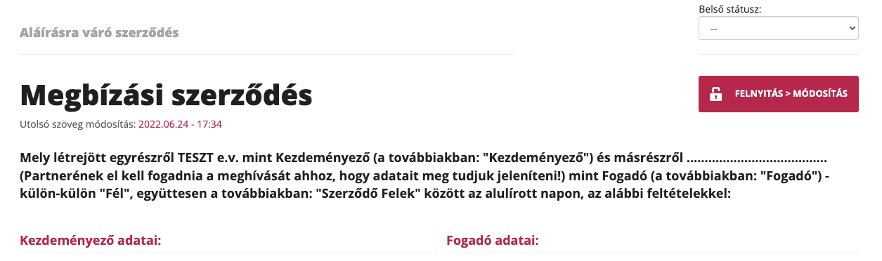 Egy szerződés törlése vagy archiválása